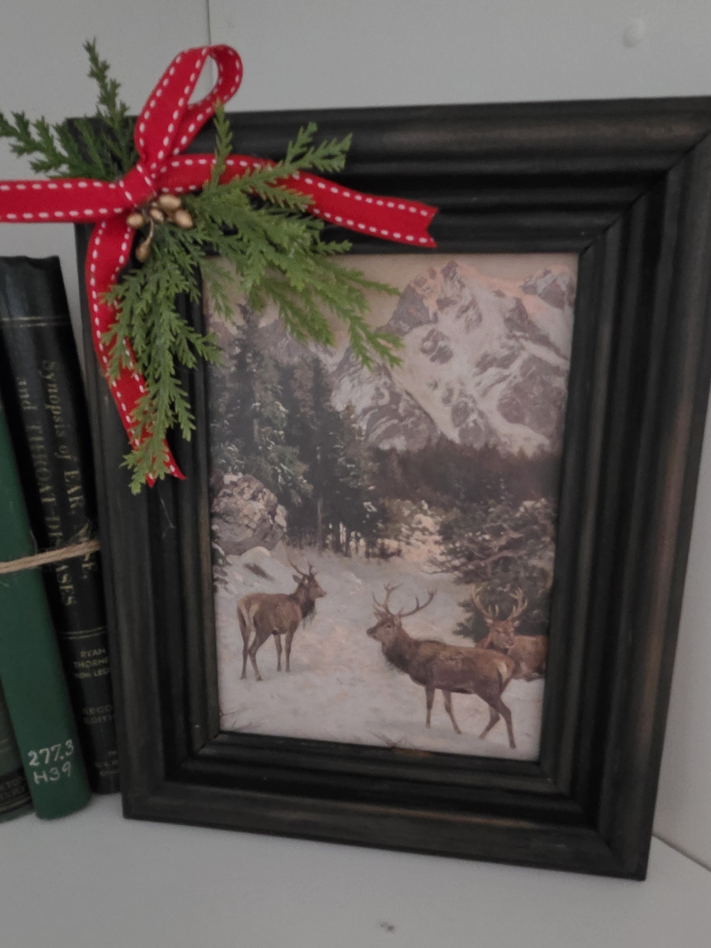 Vintage Inspired 5"x7" Framed CabinCore Winter Traditional Holiday Decor